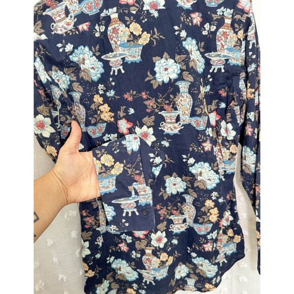 PAUL SMITH Button Front FLORAL Cotton Shirt Men's L Italy Made - Picture 4 of 6